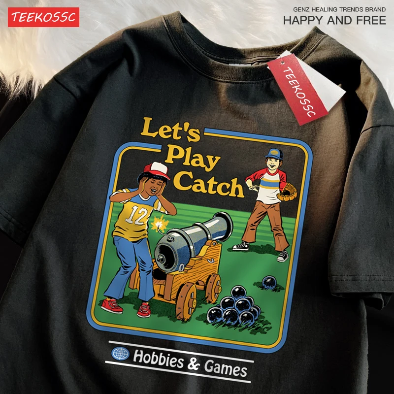 Let\'S Play Catch Hobbies Games Funny T-Shirts Men Summer Cotton Casual Loose Oversized Hip Hop Tee Clothing Short Sleeve T-Shirt