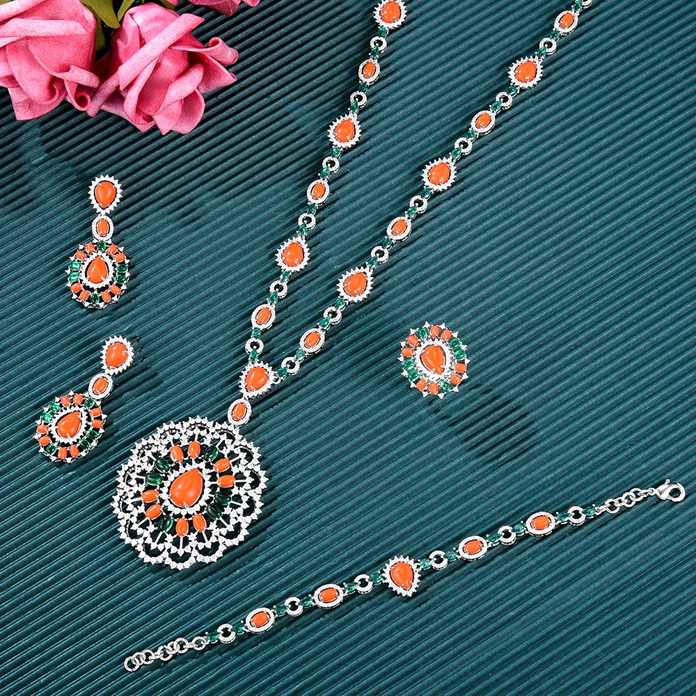 

Missvikki Luxury Long Drop Necklace Earrings Bracelet Ring Jewelry Sets Super CZ for Noble Women Bridal Wedding Best Gift