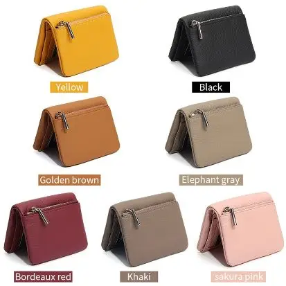 

Women's Multifunction Bifold Cards Wallet Purses Genuine Leather Multi Card Slots Fold Wallets with Zipper Coin Pocket