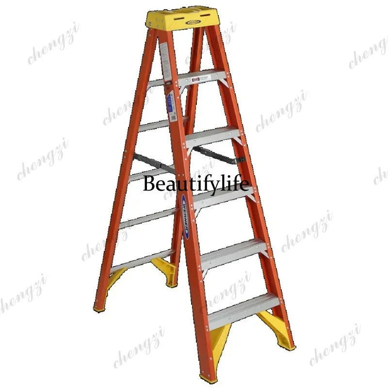 A81 Fiberglass Herringbone Ladder Anti Slip Design Insulated Top for Electrician Power Repair and Maintenance Work