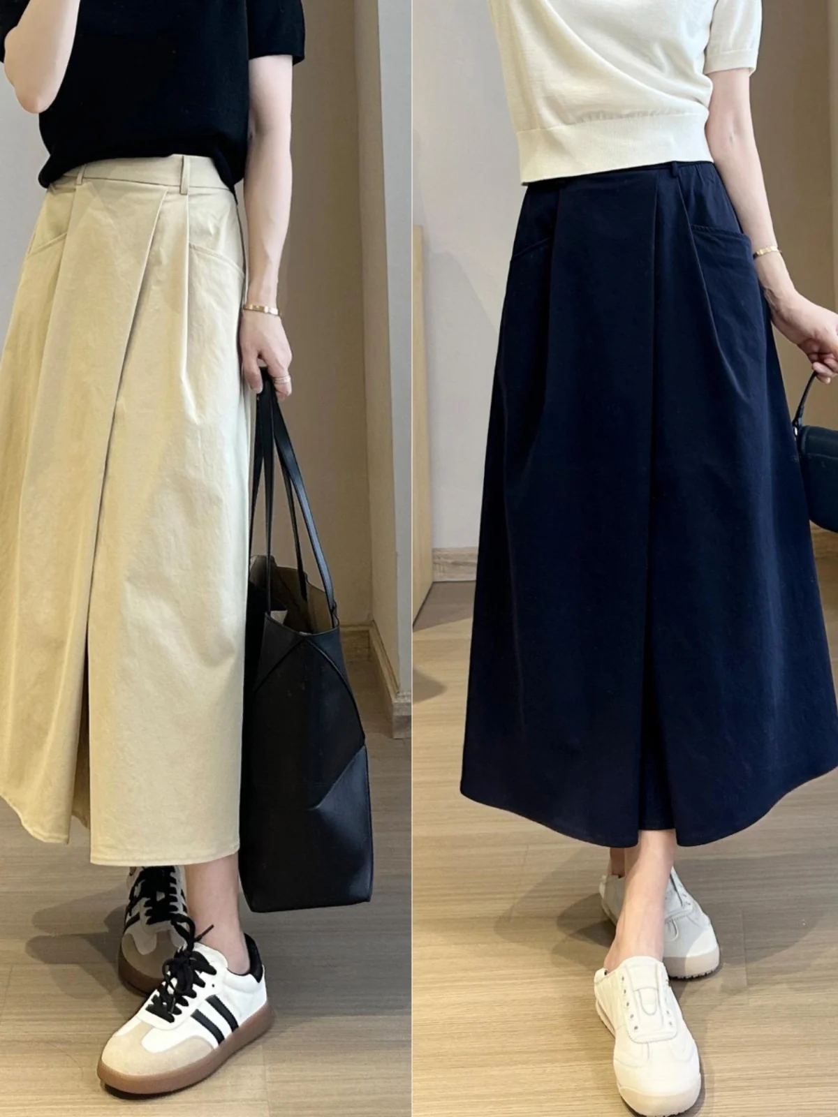 

Юбка-миди из хлопка с высокой талией, А-силуэт, из полиэфирного волокна, динамичная, 360-градусная, скрывающая недостатки фигуры, маленькая...