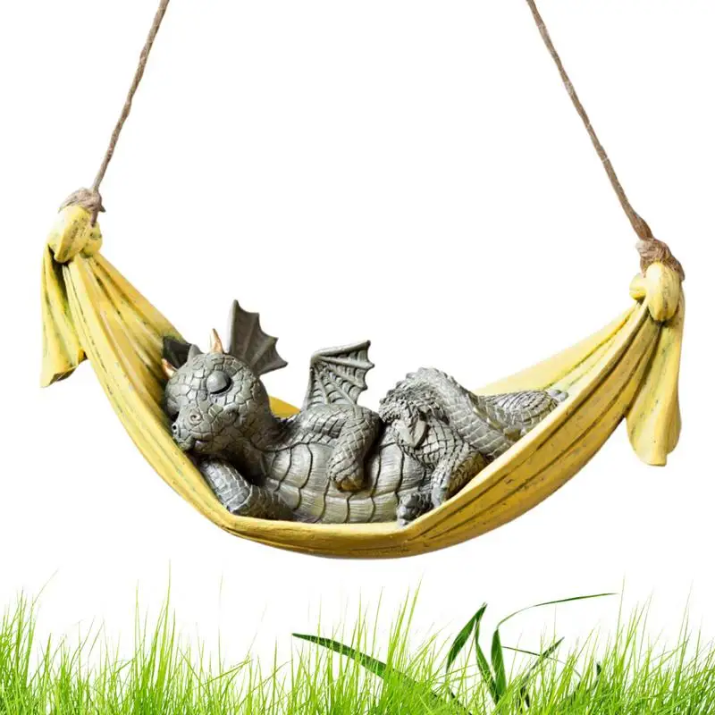 

Dragon Garden Statue Hammock Swing Dinosaur Statues Funny Creative Adorable Waterproof Resin Dragon Art Decoration For Branch