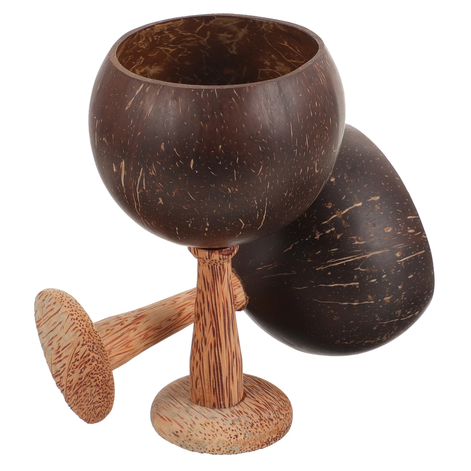 

2 Pcs Coconut Cup Dessert Cups Container Holiday Juices Beer Mug Holder Shell Cocktail Vintage Banquet