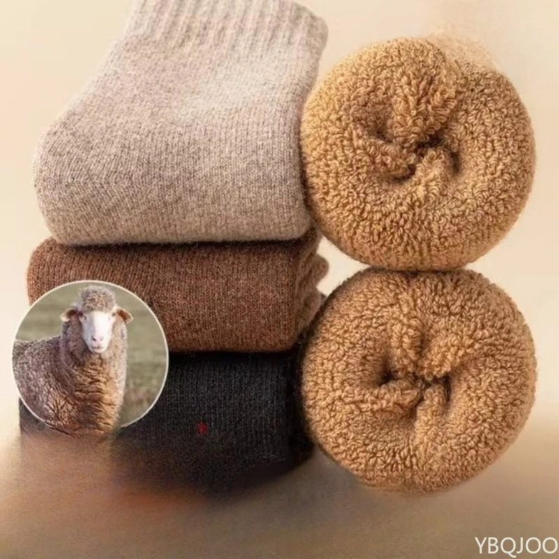 4 Paar dicke Socken für Herren im Winter mit extra dicker Fleece-Wärme-Herrenzwischensohle mit extra dicken Plüschsocken für den Winter