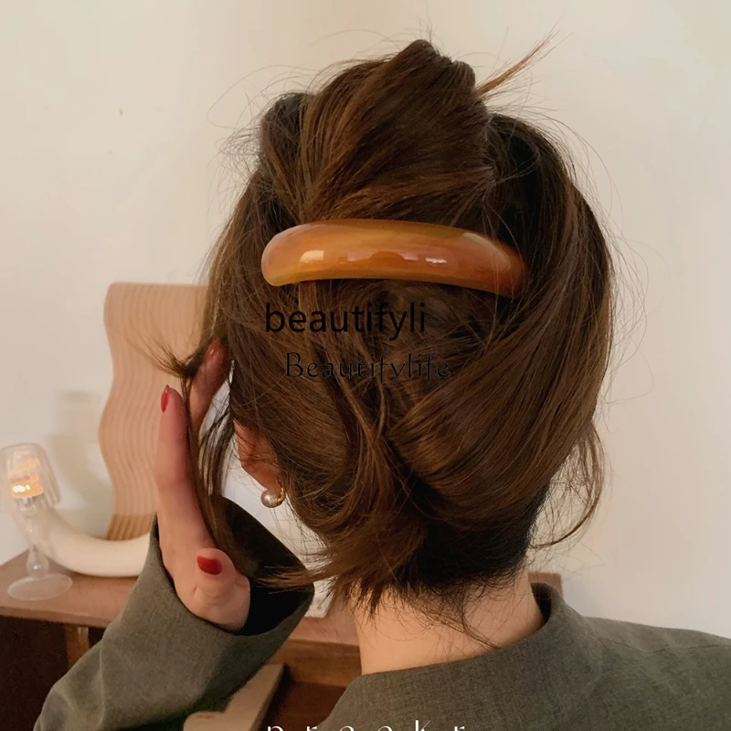 

Spring Barrettes Female Back Head Ponytail Head Clip, Horizontal Clip, Simple Elegance, Retro Word Clip