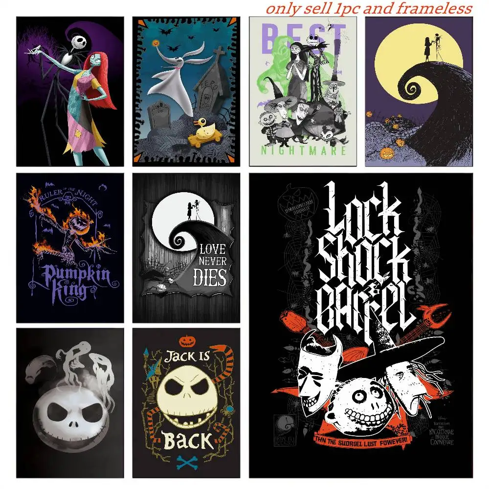 Nightmare Before Christmas Poster Removable Wall Sticker Self Adhesive Mural Home Office Living Dining Room Wall Decor
