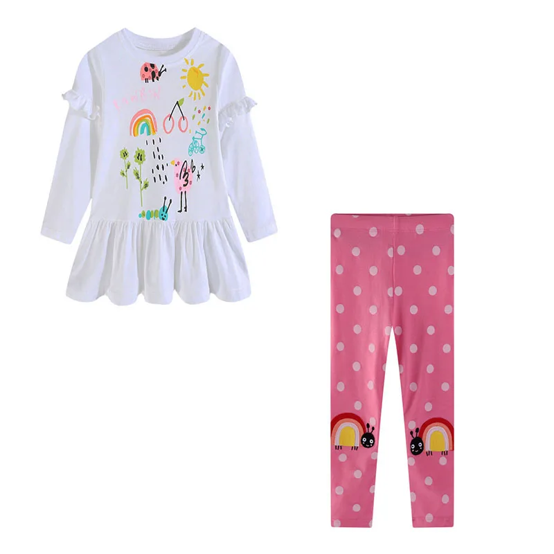 

Cotton Baby Clothes 2-7T Tshirts + Leggings 2 pcs Sets Girls Long Sleeve Tshirts For Spring Autumn Clothes Toddler Tops Shirts