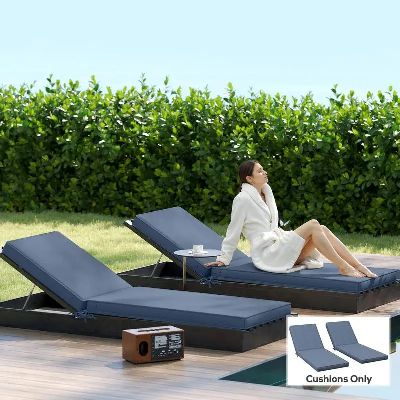 

2-Piece Patio Chair Cushions with Backrests, Replacement Cushions for Outdoor Lounge Chair, Sky Blue