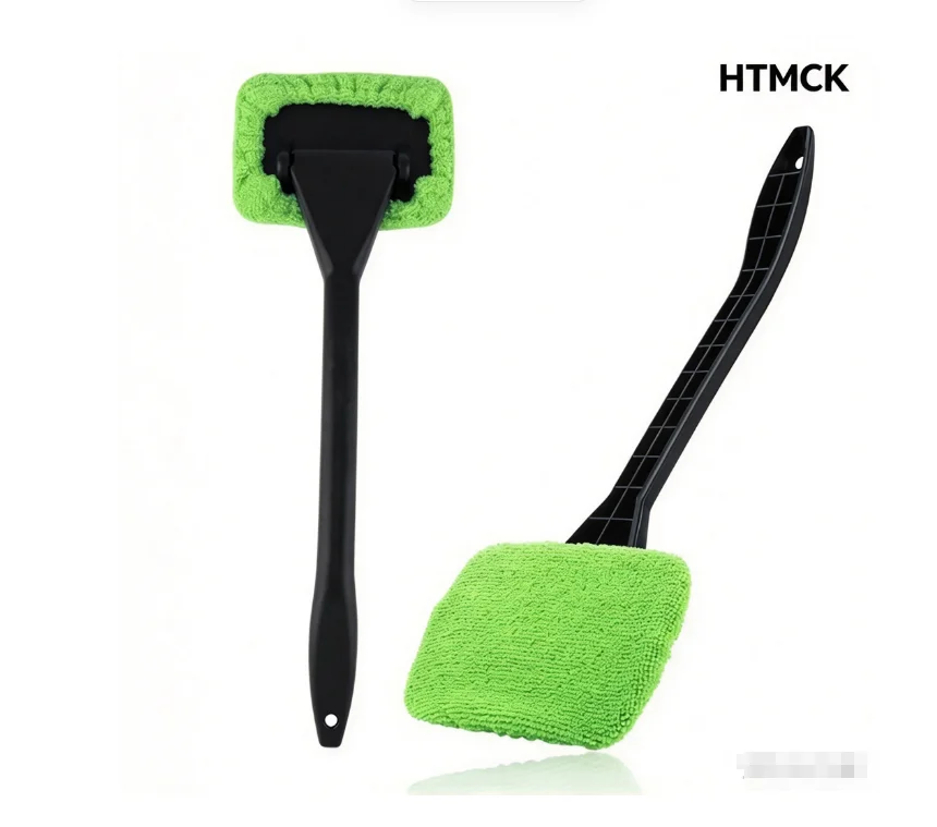 Kit de escova para limpeza de vidros de automóveis HTMCK, com limpa-vidros para uso interior e cabo longo.