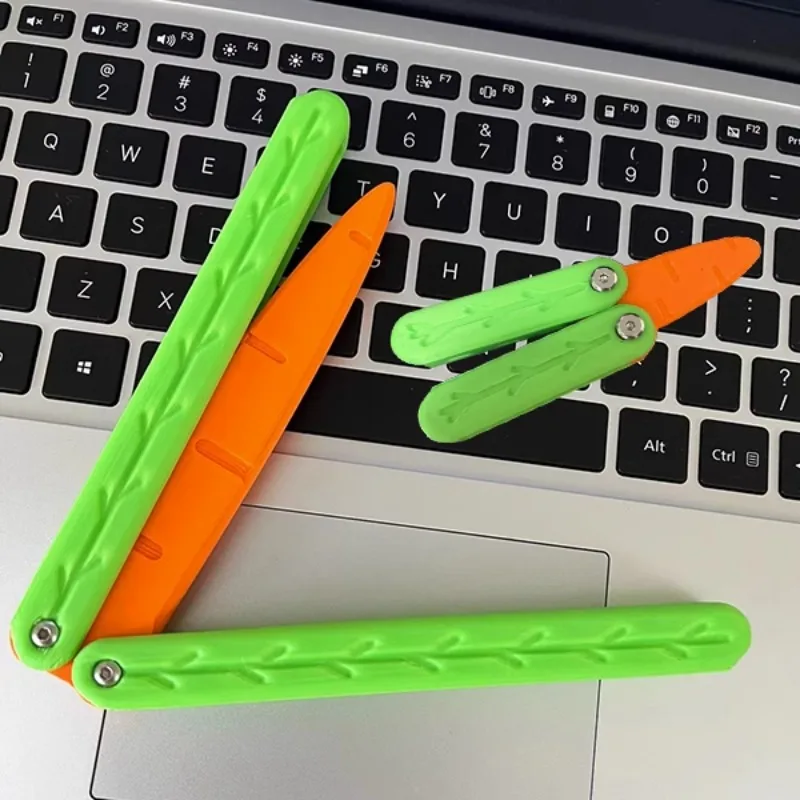 3D Printing Radish Butterfly Knife Straight Jump High-quality Gravity Mini Keychain Decompression Toy Gift Surprise