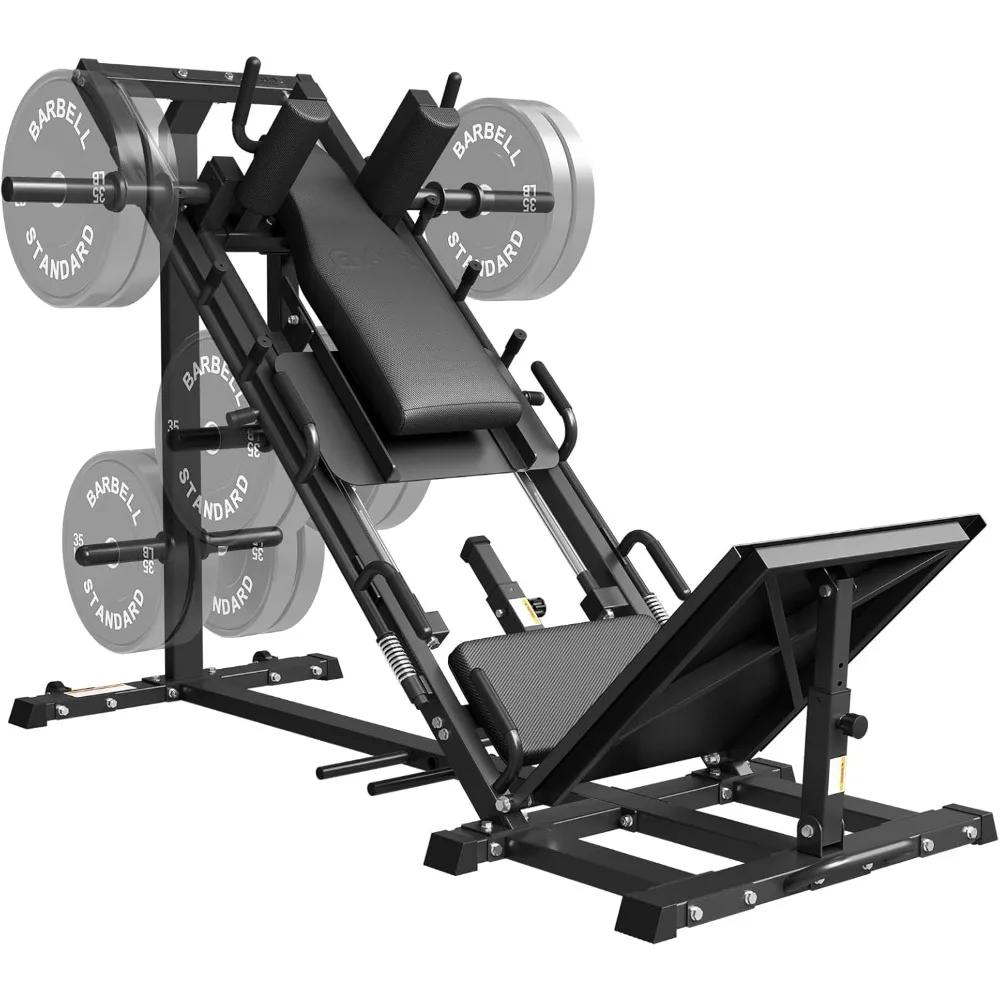 Leg Press Hack Squat Machine Combo, Leg Exercise Machine with Linear Bearing, 45-Degree Lower Body Special