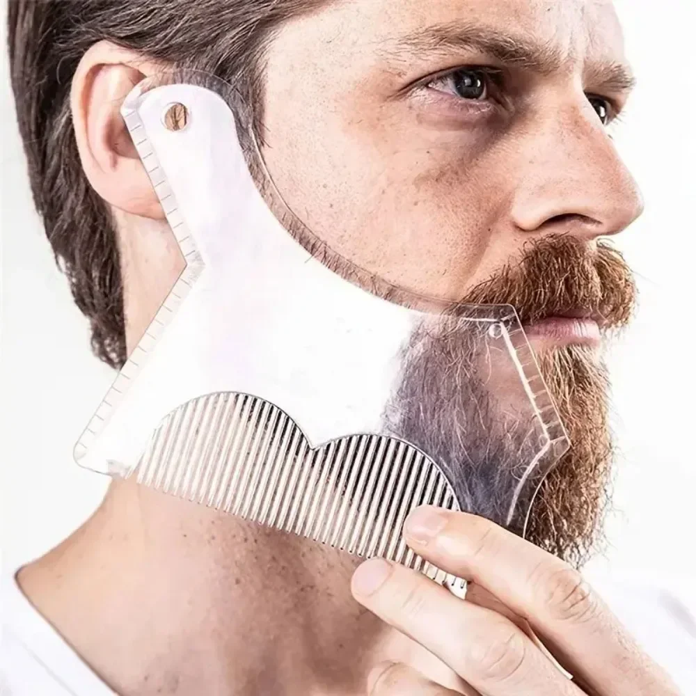 Men's All-in-One Multifunctional Beard Styling Comb Creative Beard Stencil and Shaping Template Tools for Groomed Facial Hair