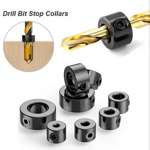 강철 드릴 스톱 칼라 키트 - 목공용 미터법 조정 가능한 깊이 제한 링 |   샤프트 포지셔너 및 홀 가이드 액세서리