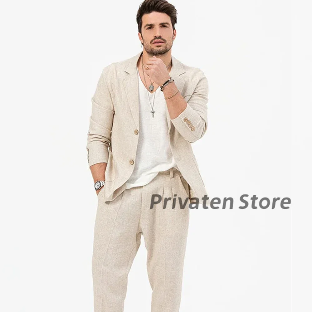 

Мужской костюм цвета хаки, пиджак Lape с зубцами, мягкий и удобный, легкий, из двух предметов (куртка + брюки), terno masculinos completo