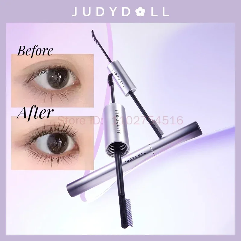 Judydoll Double-Headed Mascara Waterproof Long Lasting Curling Not Smudge Ultra-Fine Brush Lengthens Eyelashes Fast Dry Makeup