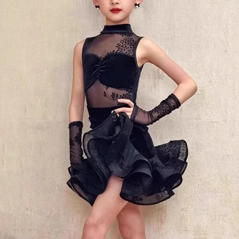 Child Latin Dance Dress for Girls Ballroom Dresses Standard Rumba Samba Tango Dance Clothes Dancing Skirt Latin Practice Costume
