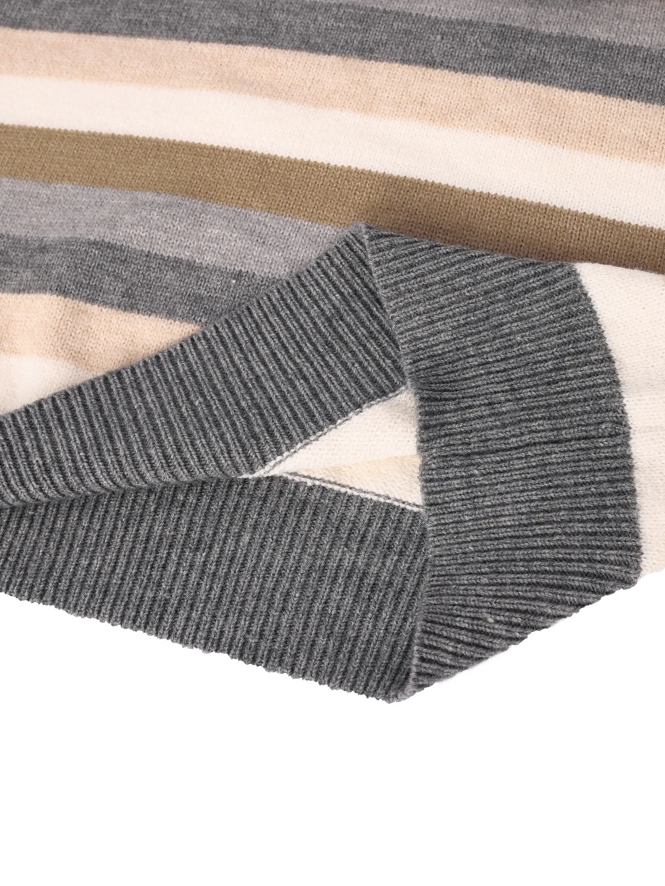 Bild 5: Damen Grau-Braun Gestreifter Rundhals-Strickpullover Lässiger Langarm-Pullover für Herbst und Winter