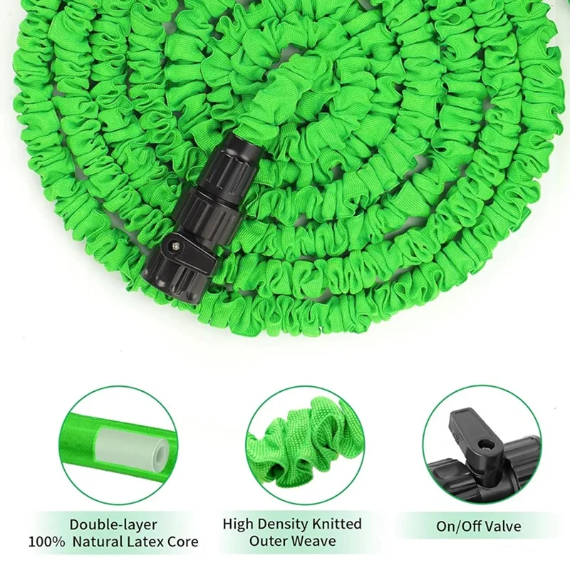 25FT-200FT Garden Expandable Magic Hose Water Pipes 7Water Spraying Functions Daily Watering Car Wash Home Antifreeze Hose Tool