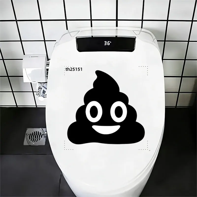 1Pc Fun and Creative Quirky Expression Toilet Wall Sticker, Big-Eyed Smiling Face Pooping, Stylish and Simple Black and White Design, Suitable for Toilet Lids, Bathroom Glass, Bedroom, Refrigerator, Washbasin, Cabinets, Doors and Windows, and Wall Decals, Fun Stickers That Are Aesthetically Pleasing and Practical, Easily Create a Warm and Fun Space, a Creative and Thoughtful Gift for Family, Friends, and Loved Ones