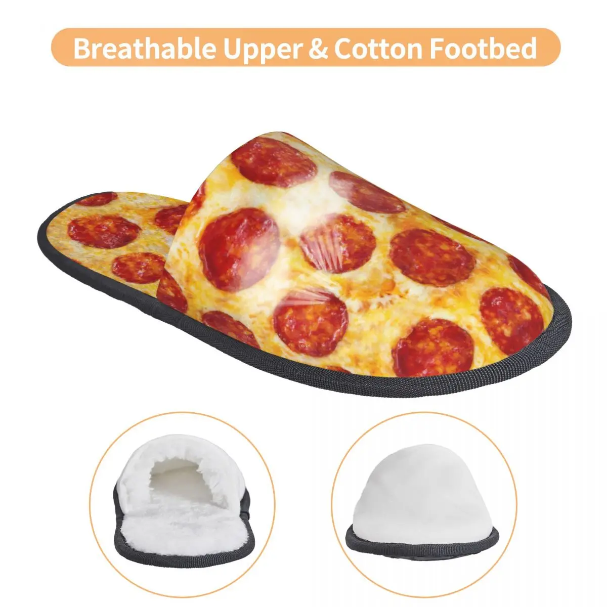 Plush Indoor Slippers Pepper Pizza Warm Soft Shoes Home Footwear Autumn Winter