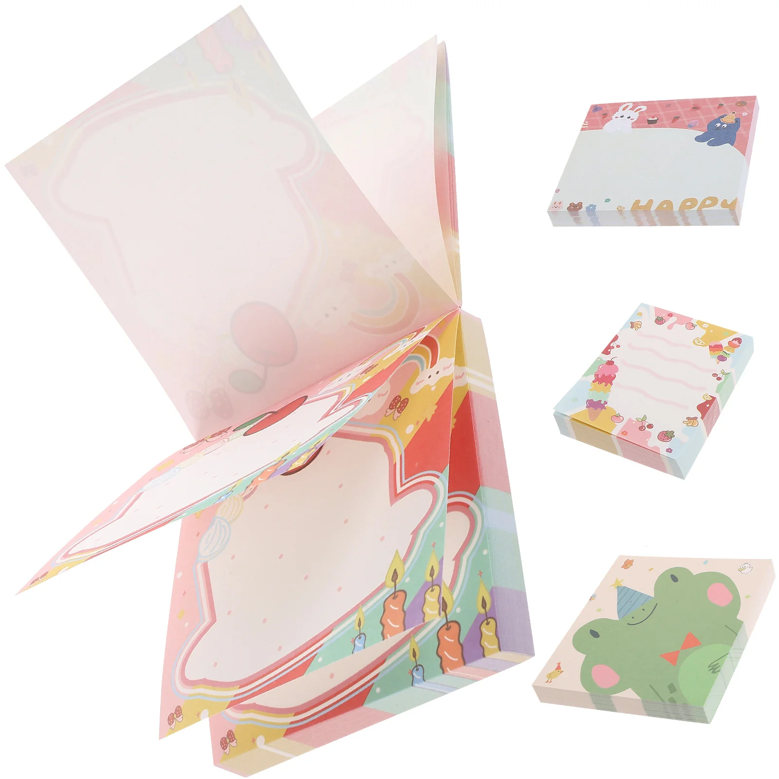 Cute Cartoon Message Notepad para Estudantes, Notas Tearable, Off Notepads, Bolso Kawaii, Papel Notebook, 4 Livros