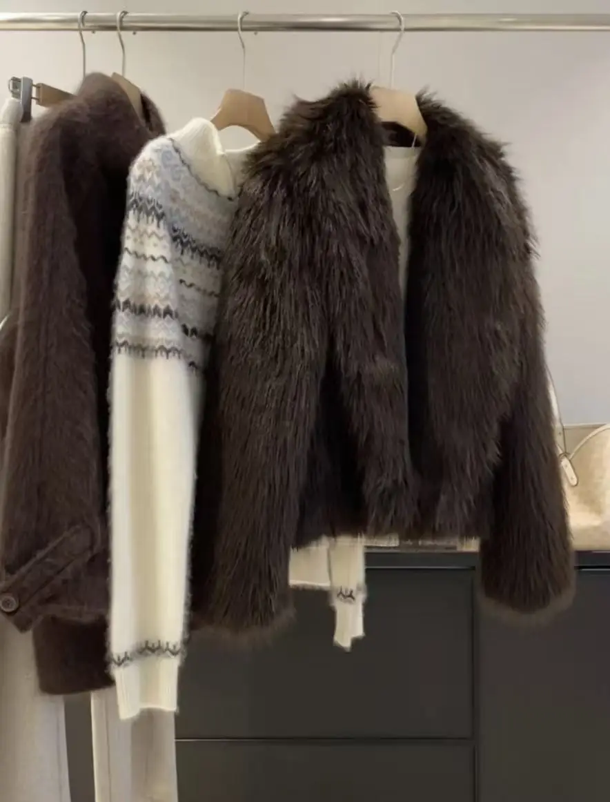 

Original high-quality new 2026 women's clothing, elegant and touching, faux fur effect jacket, overcoat, short coat