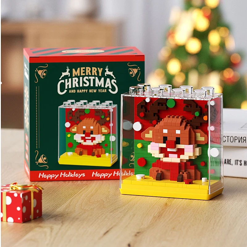 Neues Weihnachtsgeschenk: Mikro-Partikel-Bausteine, Lernspielzeug zum Zusammenbauen für Kinder, Weihnachtsmann-, Baum- und Elch-Modelle als Dekoration – Detail 12