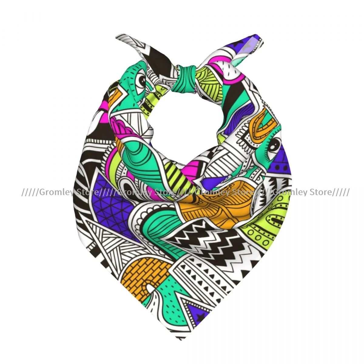 

Ethnic Tribal Geometric 80s 90s Square Scarf Soft Breathable Daily Kerchief