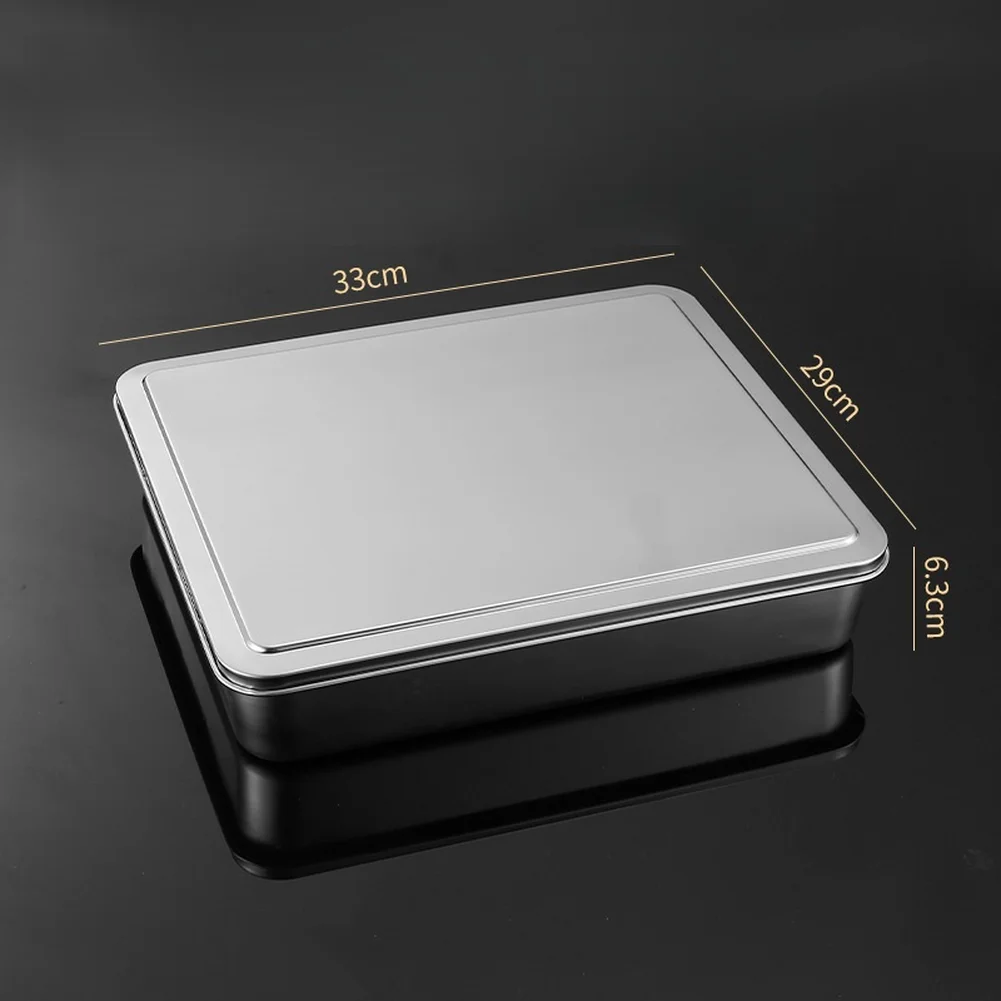 

Stainless Steel Tiramisu Pan Rectangular Format for Baking Lasagna Desserts and Refrigerated Food Organization