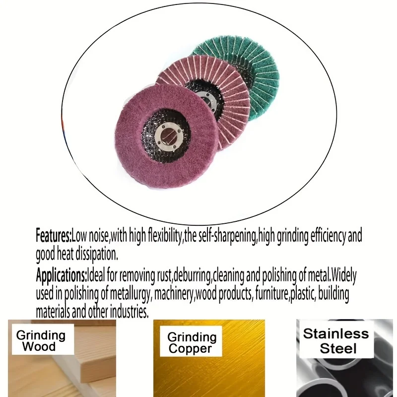 10 عجلات تلميع قرصية من ألياف النايلون مقاس 4 بوصة، أقراص تلميع طحن 4 بوصة، أدوات تلميع، إزالة الصدأ على السطح المعدني