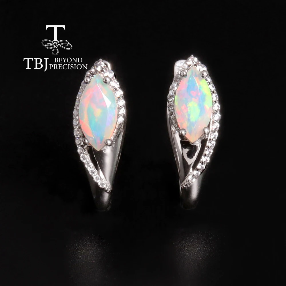 

Beautiful color Rich Precious gems Natural Opal earrings Horse eye shape design S925 silver jewelry for ladies Anniversary gifts