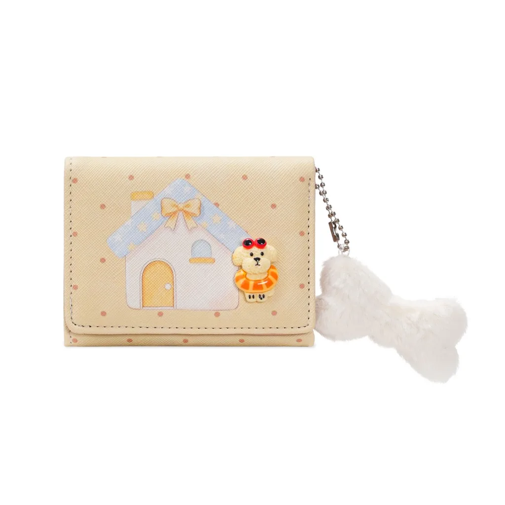 Women'S Tri-Fold Wallet Soft-Style Short Pu Wallet Cute Women'S Purse Cute 3d Dog Decor Wallet For Shopping Daily Essentials Bag