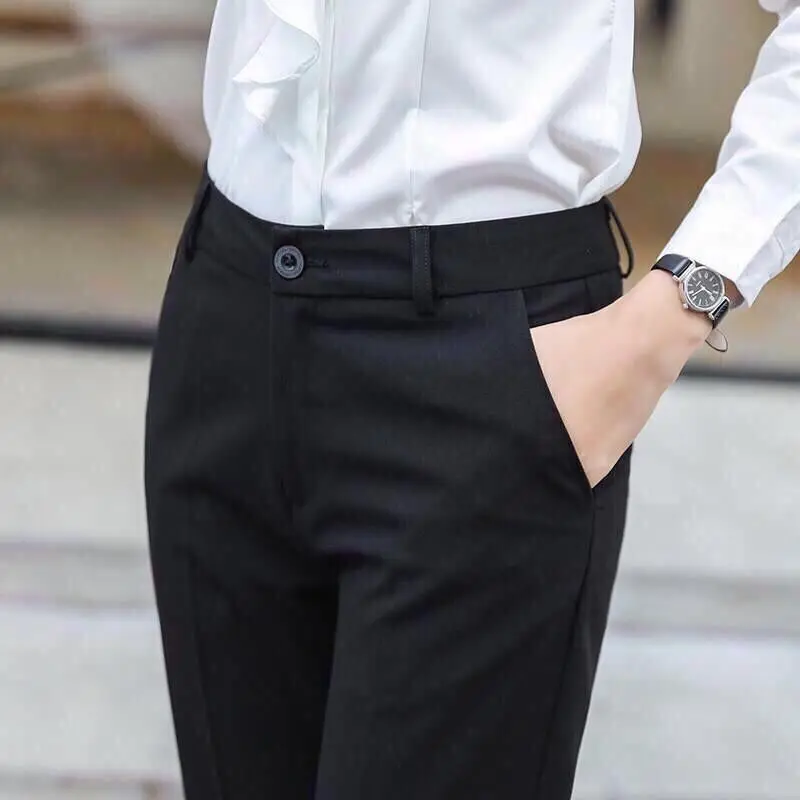 Women's Trousers Straight-leg Spring and Summer Work Career Work Slim Casual Mid-waist Formal Suit Pants