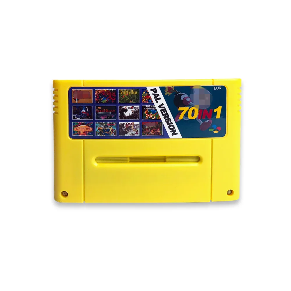 70 in 1 EUR PAL Game Cartridge for SNES 16 bit EUR consoles With Games Soul Blazer  F-Zero Donkey Kong 1 2 3 Super Metroided