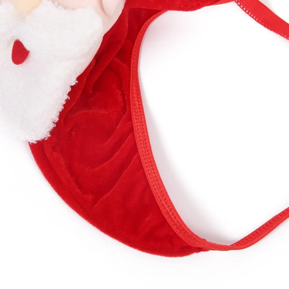 Funny Low Waist Christmas Men Thongs Underpants Red Santa Claus T-back Thin Strap Male Briefs Xmas