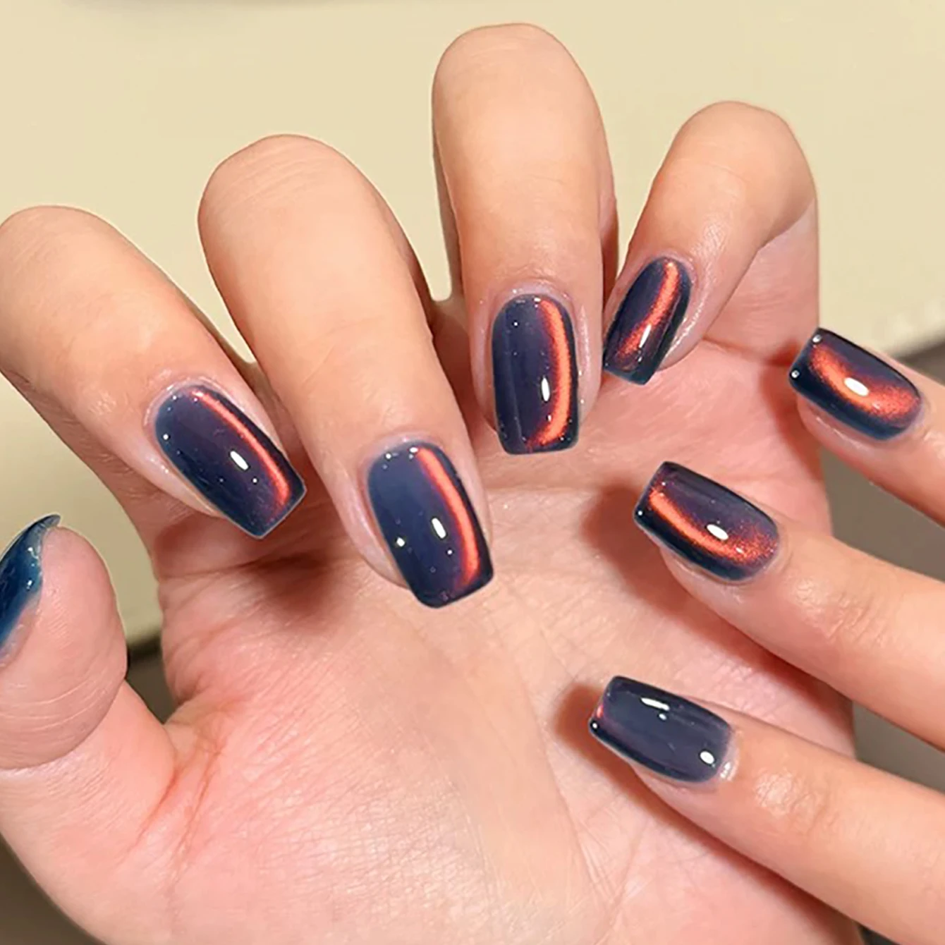 1-12pcs WS Autumn Winter Nails Sea Sunset Amber Blue Gold Linght Crystal Glass Bead Cat Eye Gel Nail Polish Nail Salon Home DIY image 6
