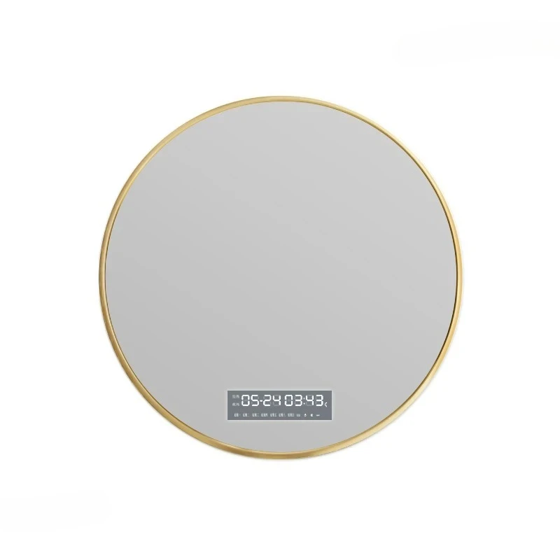 Minimalist Fashion Design Mirrors for Bathroom Modern Punch-free Bathroom Mirrors for Home Gold Frame Round Lighted Wall Mirrors