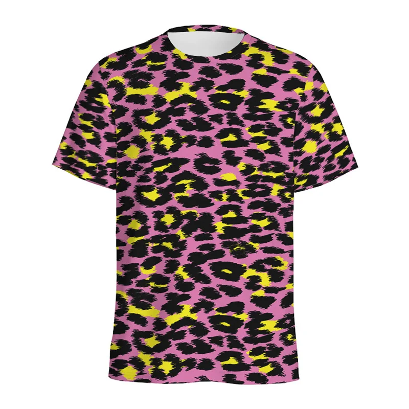 Multi Color 3D Printing Zebra Leopard T Shirt For Men Summer Round Neck Short Sleeves Tees Women Casual Street Loose T-shirt