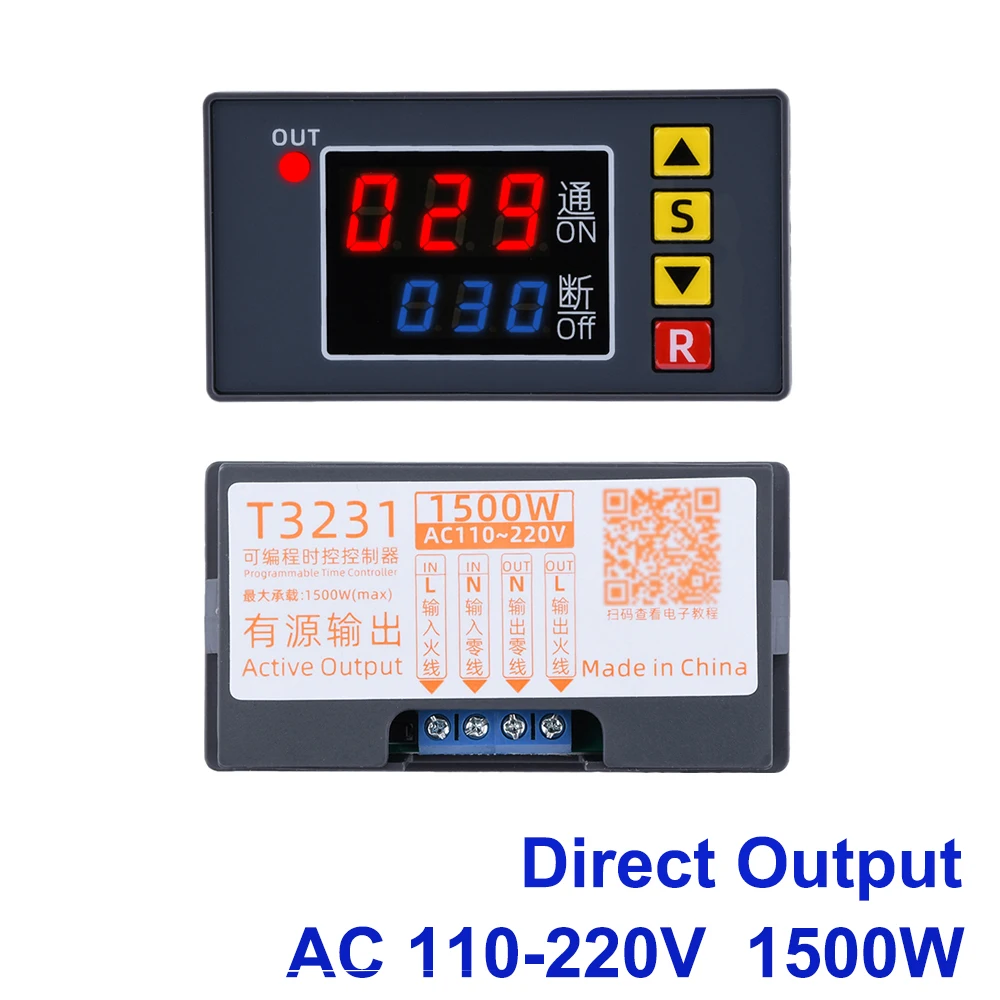 AC 110V-220V 12V/24V Cycle Time Timer Delay Relay T3231 Dual Digital Display Timing Adjustable 0-999 Power Supply Thermolator