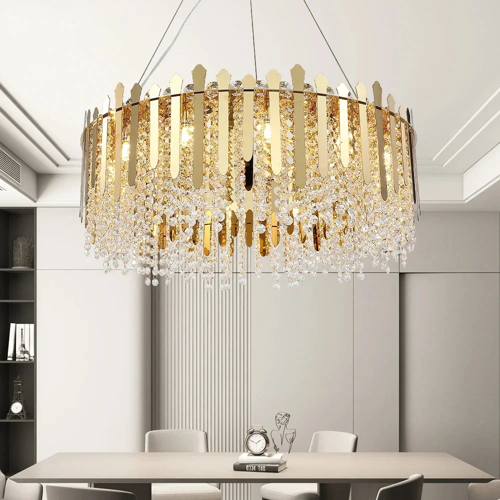 

Classic European Style LED Light Luxury Crystal Chandelier Modern Creative Living Room Hotel Villa Banquet Hall Pendant Lamp