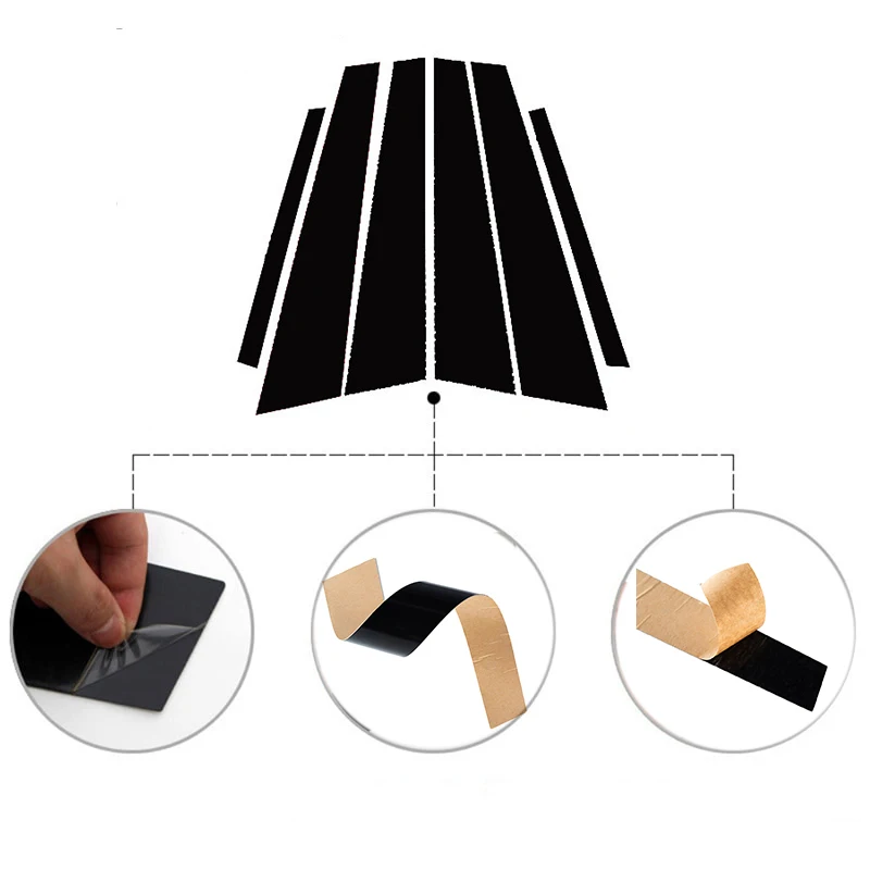 6Pcs Glossy Black Pillar Posts Fit For Mercedes-Benz C-Class (W203) 2001-2006 2007 Door Window Trim Decoartiver Sticker Cover