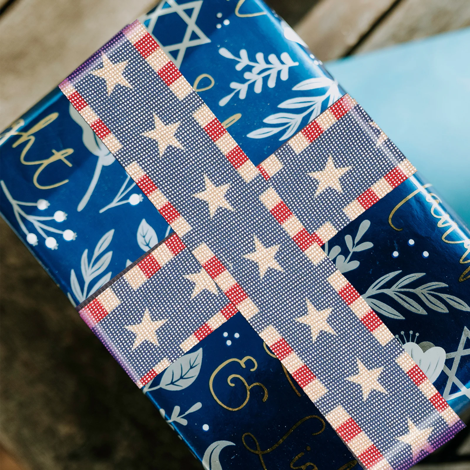 

4Pcs Linen Stripes Ribbon American Flag Patriotic Ribbon DIY Crafts Gift Wrapping Independence Day Decorations
