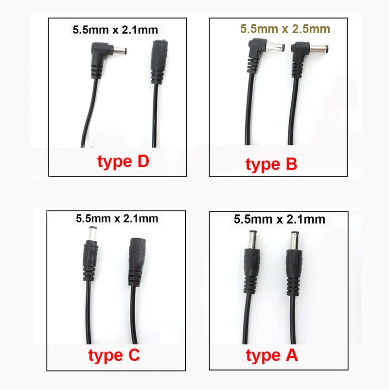 DC 5.5mm x 2.1mm Male to Female, Male to Male Power Cable With Spring，DC Jack Plug 5.5*2.5mm Extension Retractable Cord W28