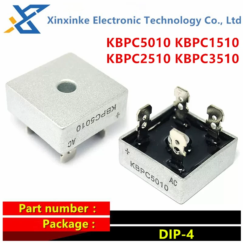 1PCS KBPC5010 KBPC1510 KBPC2510 KBPC3510 DIP-4 15A 25A 35A 50A 1000V Diode Bridge Rectifier