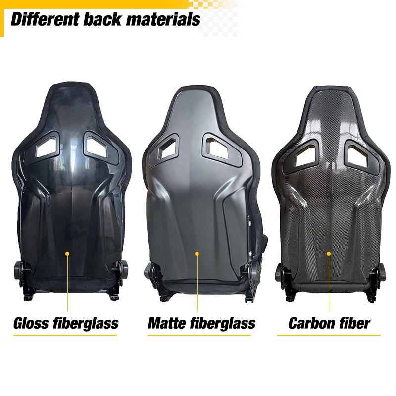 Car Sports Seats Fiberglass carbon fiber Comfortable Racing Seat Adjustable Leather Fabric Car Vehicle Seats 2PCS Left and Right