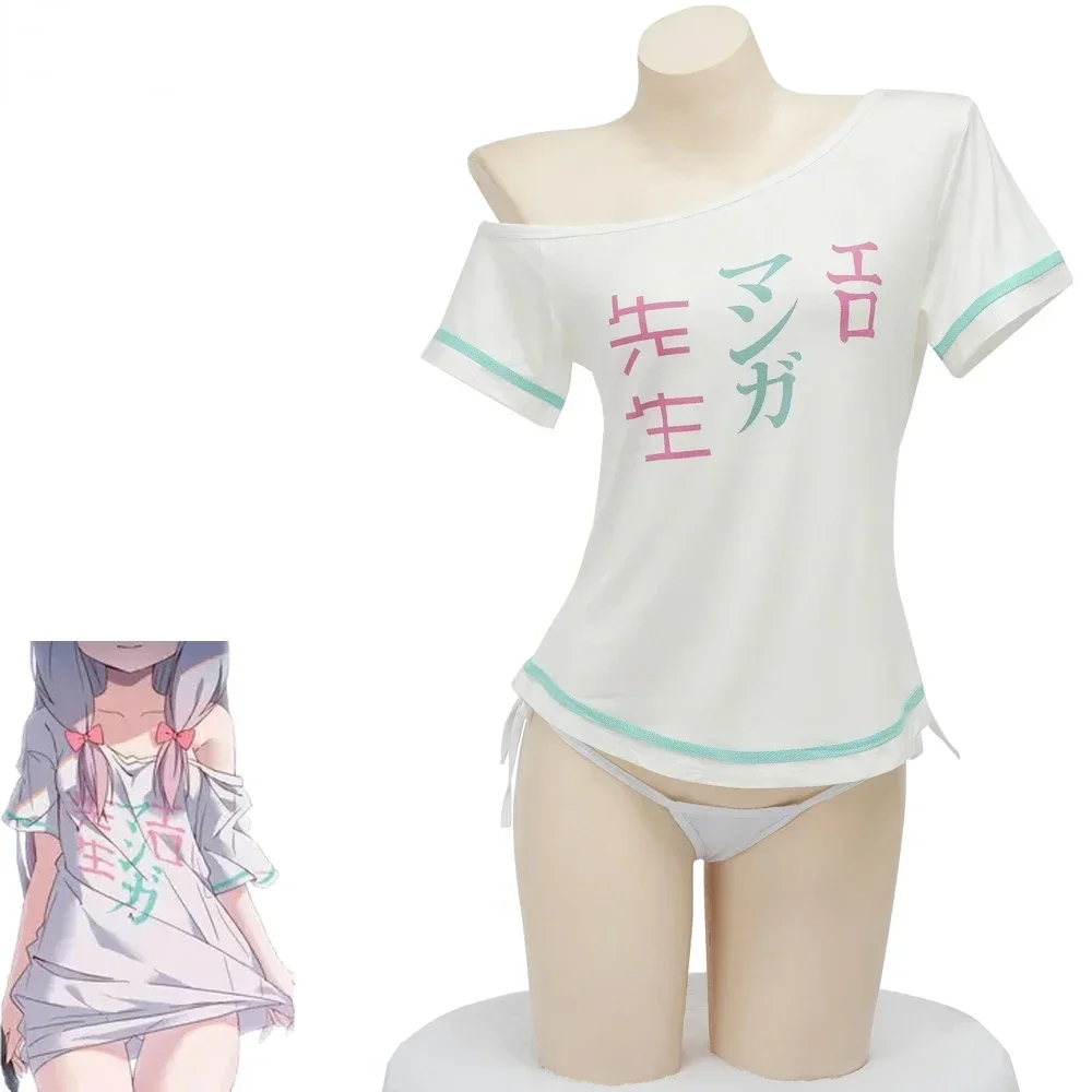 Japanese Anime Izumi Sagiri T-shirt Pajamas Cosplay Costumes Cute Girl Game Bikini Top Role Play Outfits Underwear Lingerie