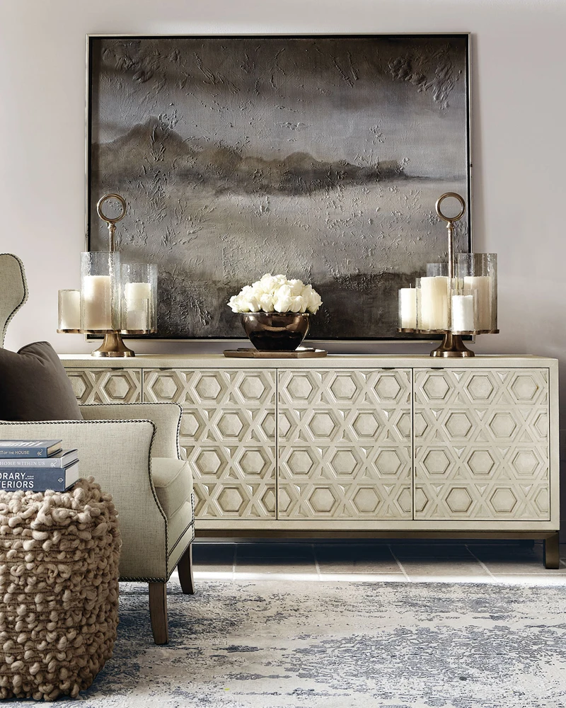 

02 Nordic light luxury living room solid wood TV locker simple American old foyer entrance cabinet