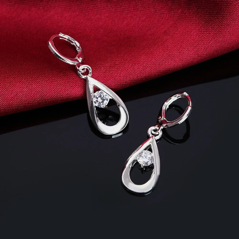 Cute charms 925 Sterling Silver Earrings Elegant Women Jewelry Water Droplets Zircon  Christmas Gifts Trendsetter
