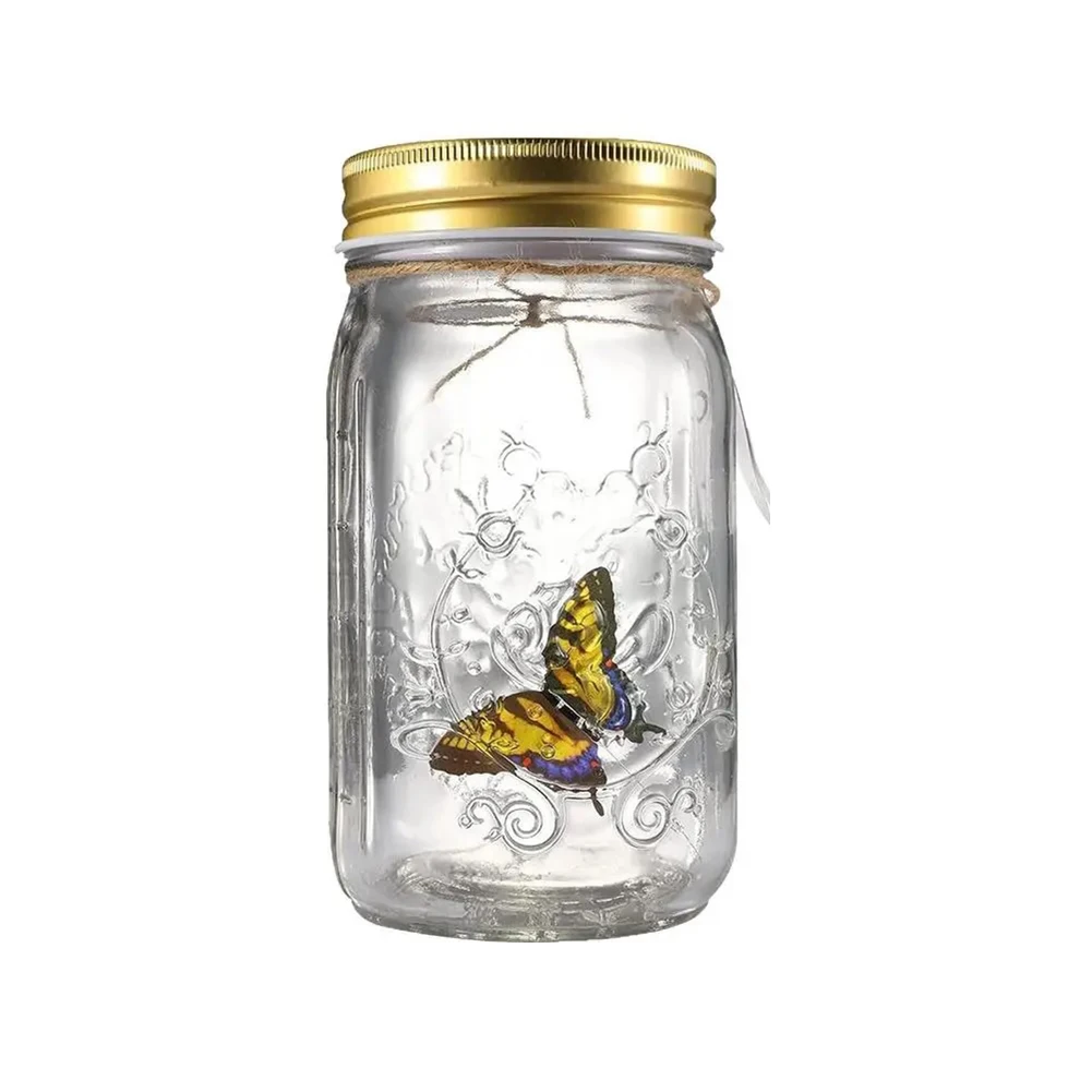 Add Romance to Your Home  Simulated Butterfly Bottle Led Glass Lamp  Perfect for Bedside or Windowsill Decoration