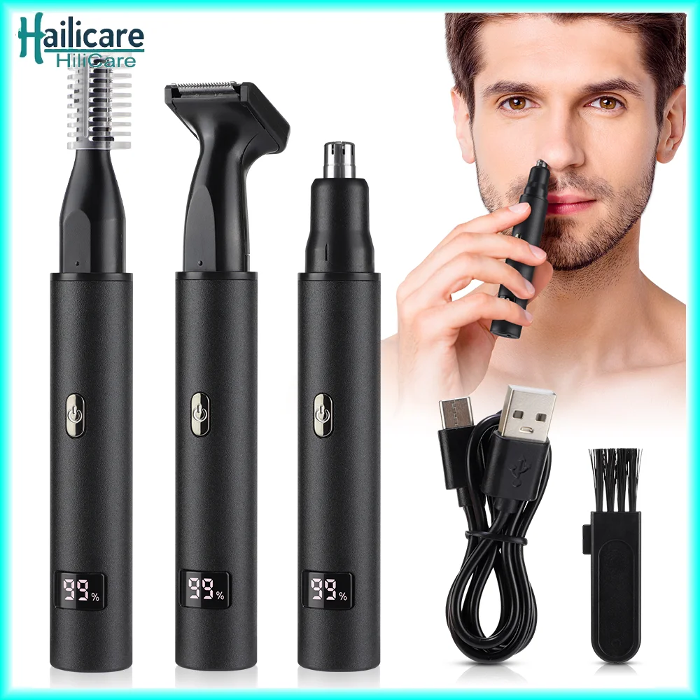 

Rechargeable Nose Ear Hair Trimmer For Men 3 in 1 Grooming Kit Electric Eyebrow Beard Trimer Nose And Ears Trimmer LED Display